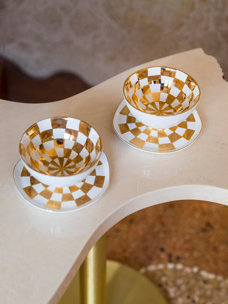 Tea Cup & Saucer 'Aura Deco' set of 2