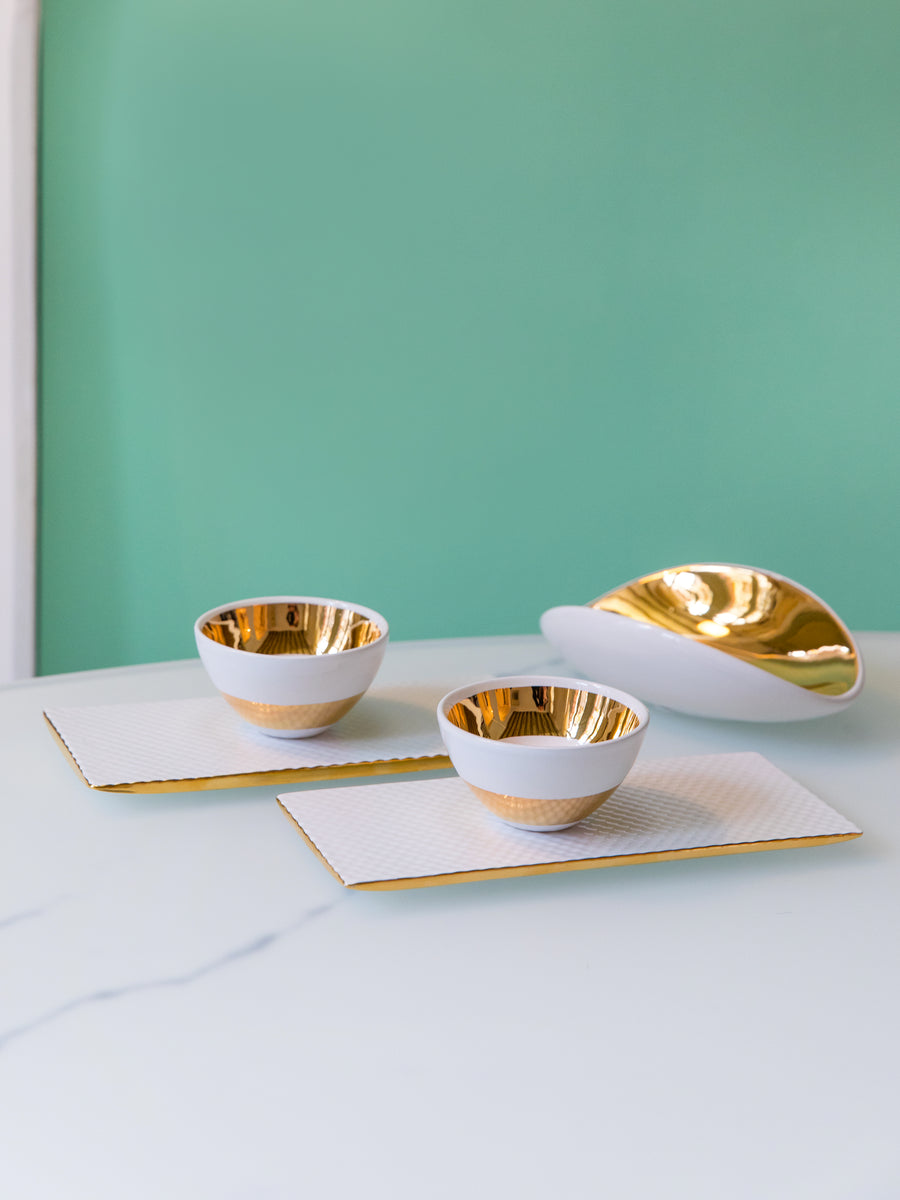 Set Coffee Cup 'Aura' & Tray 'Texture' & Dish 'Ovale'